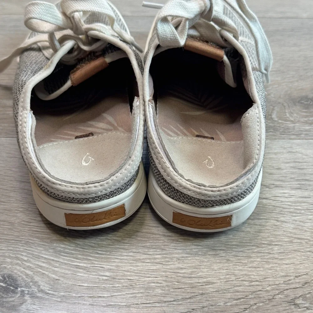Olukai Pehuea Li Womens Tapa White Mesh Lace‎ Up Sneakers 20379-2020 Size 8